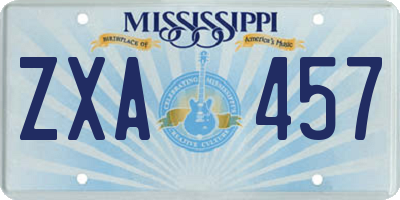 MS license plate ZXA457