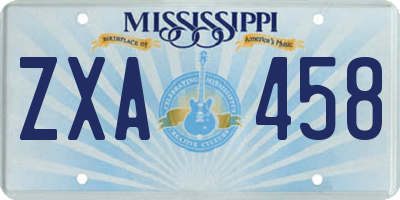 MS license plate ZXA458