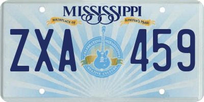 MS license plate ZXA459