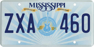 MS license plate ZXA460