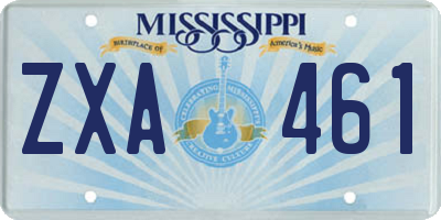 MS license plate ZXA461