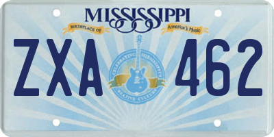 MS license plate ZXA462