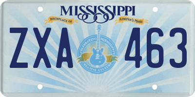 MS license plate ZXA463