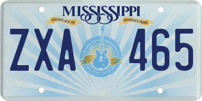MS license plate ZXA465