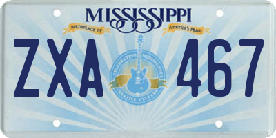 MS license plate ZXA467