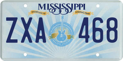 MS license plate ZXA468