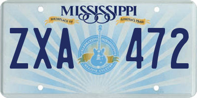 MS license plate ZXA472