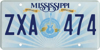 MS license plate ZXA474