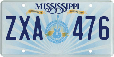 MS license plate ZXA476
