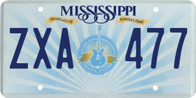 MS license plate ZXA477