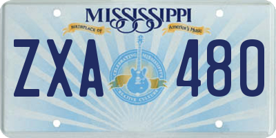 MS license plate ZXA480
