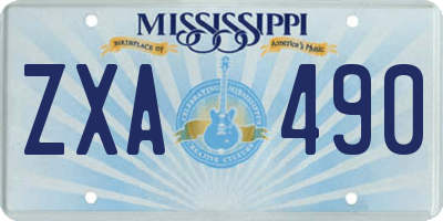 MS license plate ZXA490