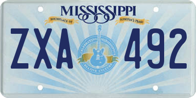 MS license plate ZXA492