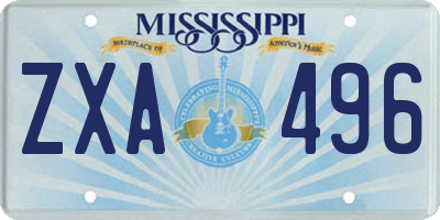 MS license plate ZXA496