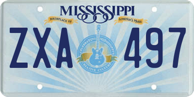 MS license plate ZXA497
