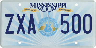 MS license plate ZXA500