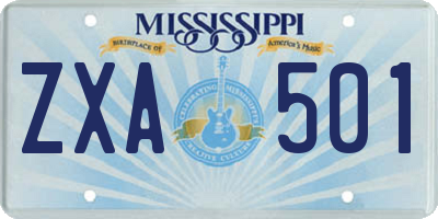 MS license plate ZXA501