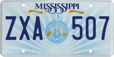 MS license plate ZXA507