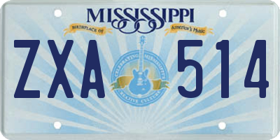 MS license plate ZXA514