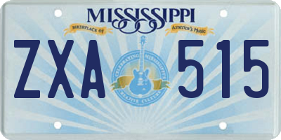 MS license plate ZXA515