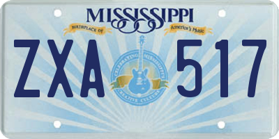 MS license plate ZXA517