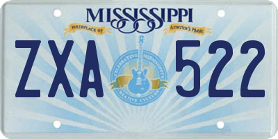 MS license plate ZXA522