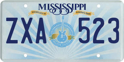 MS license plate ZXA523