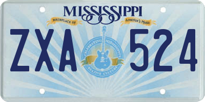 MS license plate ZXA524