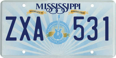 MS license plate ZXA531