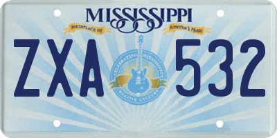 MS license plate ZXA532