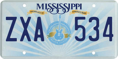 MS license plate ZXA534