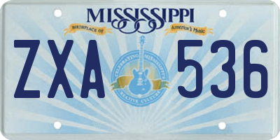 MS license plate ZXA536