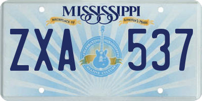 MS license plate ZXA537