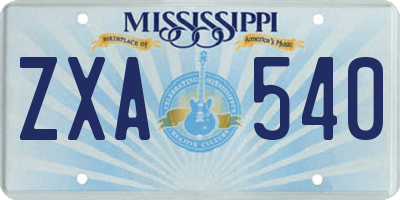MS license plate ZXA540
