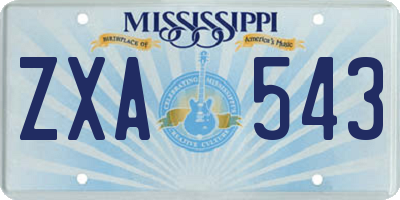 MS license plate ZXA543