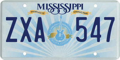 MS license plate ZXA547