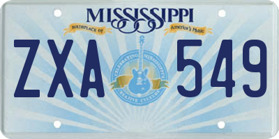 MS license plate ZXA549