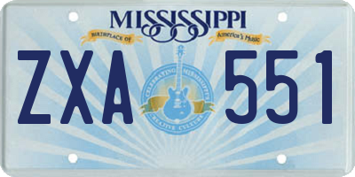 MS license plate ZXA551