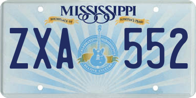MS license plate ZXA552