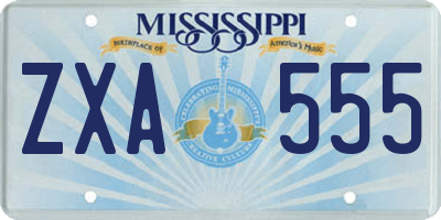 MS license plate ZXA555