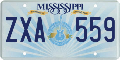MS license plate ZXA559
