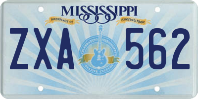 MS license plate ZXA562