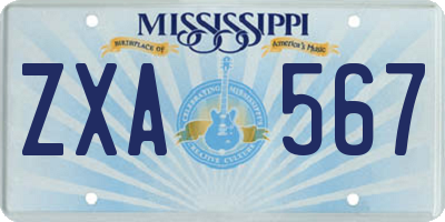 MS license plate ZXA567