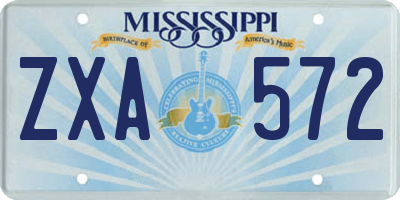 MS license plate ZXA572