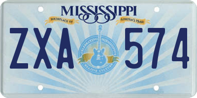 MS license plate ZXA574