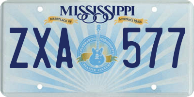 MS license plate ZXA577
