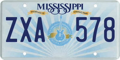 MS license plate ZXA578