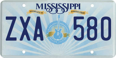 MS license plate ZXA580
