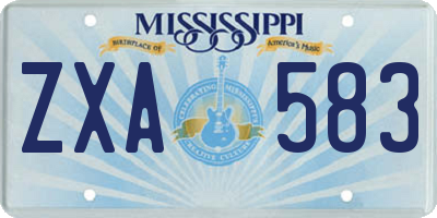 MS license plate ZXA583