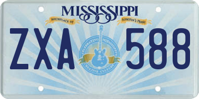 MS license plate ZXA588